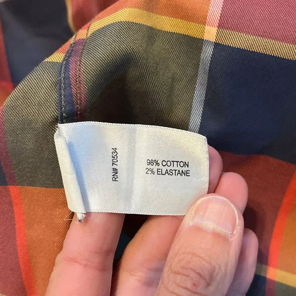 Orvis Trim Fit Plaid Long Sleeve Button‎ Up Shirt Size XL